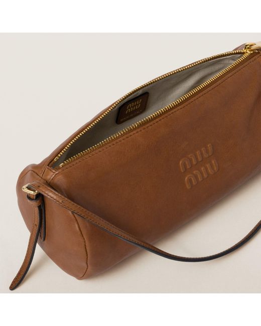 Miu Miu Brown Napa Leather Shoulder Bag