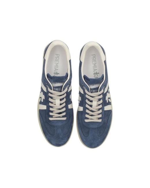 Premiata Blue Round-Toe Sneakers for men