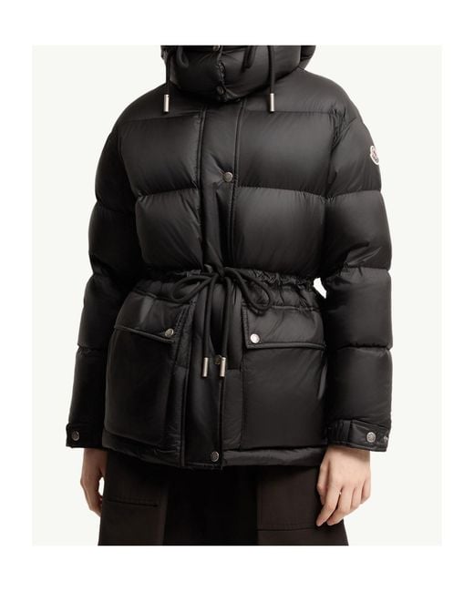 Moncler Black Sesie Hooded Mid-Length Down Jacket