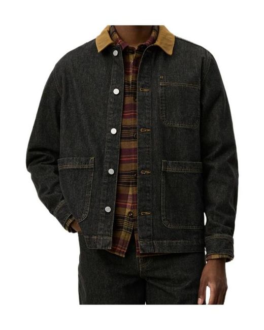 Les Deux Gray Contrast-Collar Denim Shirt Jacket for men