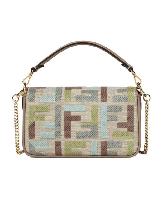 Fendi Metallic Canvas Bag With Ff Embroidery