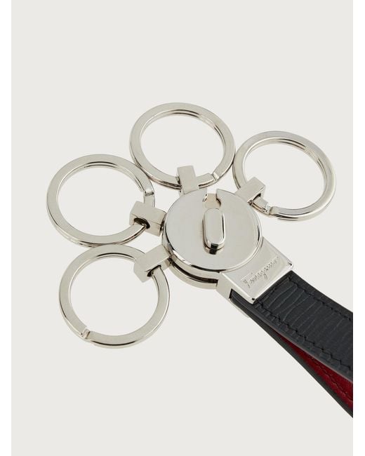 Ferragamo White Ferragamo Logo Engraved Keyring for men
