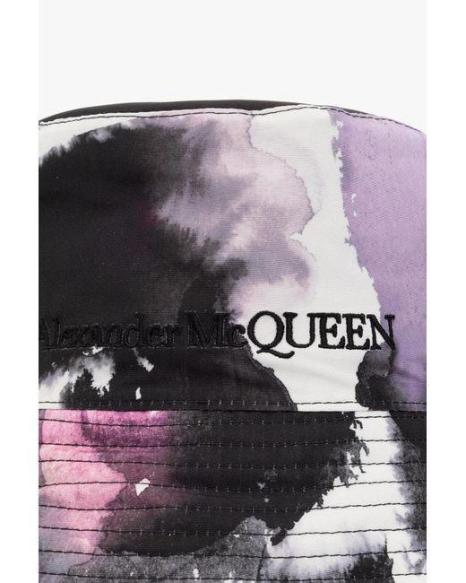 McQueen White Graffiti Printed Bucket Hat