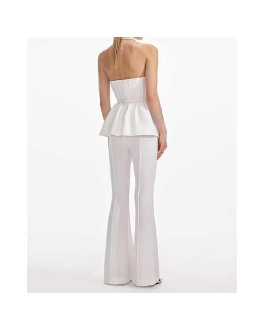 Self-Portrait White Strapless Crepe Jumpsuit
