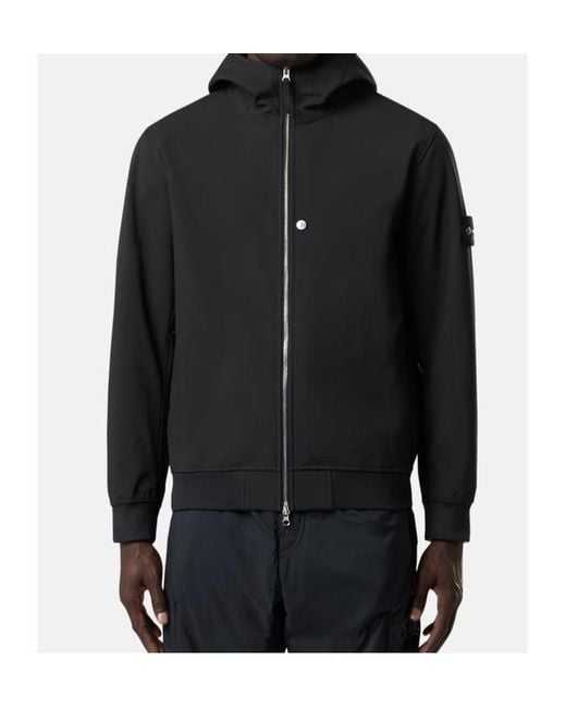 Stone Island Blue Logo Patch Zip-Up Hooded Jacket for men
