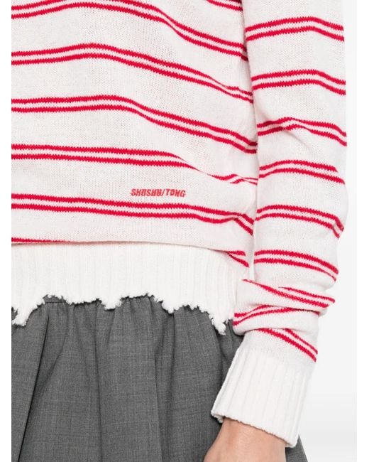 ShuShu/Tong Red Striped Polo Top