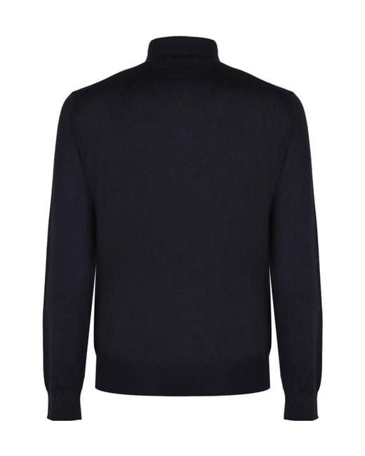 Zegna Blue Long Sleeve Knitted Polo Shirt for men