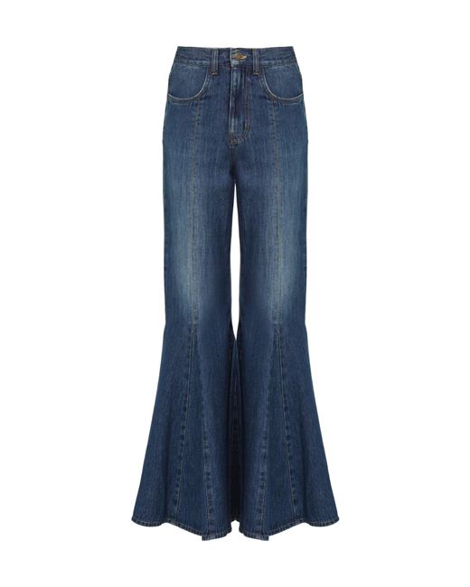 Chloé Blue Chloé Logo Patch Flared Jeans
