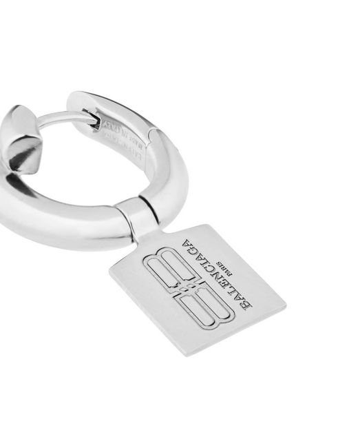 Balenciaga White Asymmetrical Shape Earrings