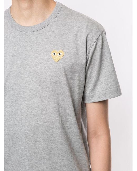 COMME DES GARÇONS PLAY Gray Embroidered Logo T-Shirt for men