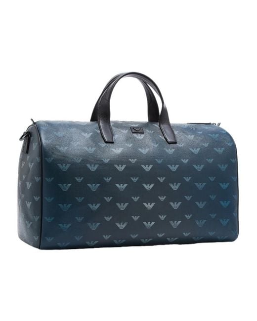 Emporio Armani Blue Monogram Logo Duffle Bag for men