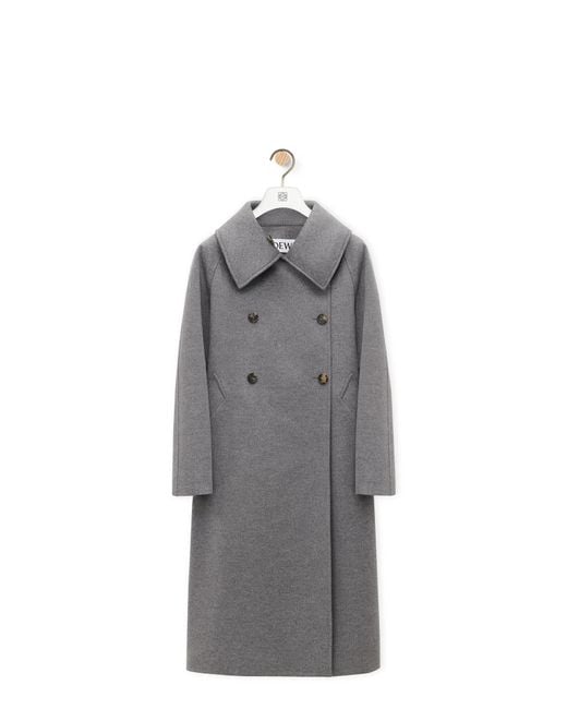 Loewe Gray Double-Breasted Coat