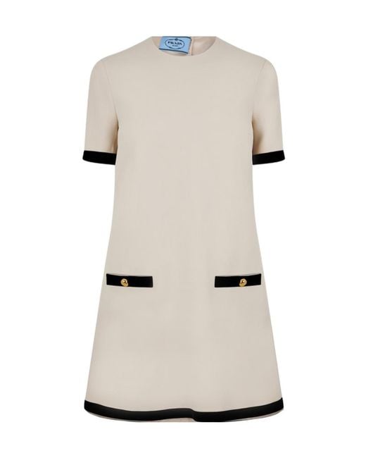 Prada White Sablè Short-Sleeved Mini Dress