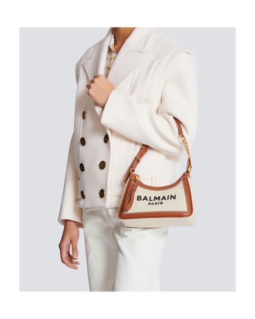 Balmain White B-Army Shoulder Canvas And Leather Bag