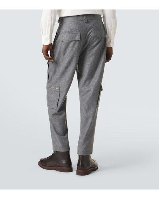 Brunello Cucinelli Gray Virgin Wool Cargo Pants for men