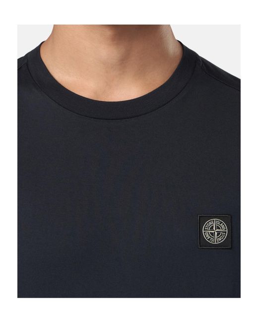 Stone Island Blue Long Sleeved Compass Patch T-Shirt for men