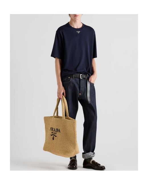Prada Blue Cotton T-Shirt for men