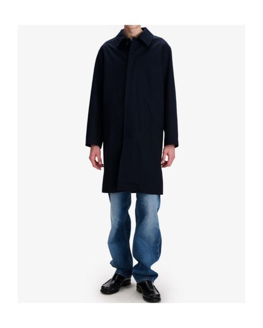 A.P.C. Blue Long-Sleeved Trench Coat for men