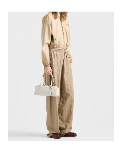 Prada Natural Medium Leather Top-Handle Bag