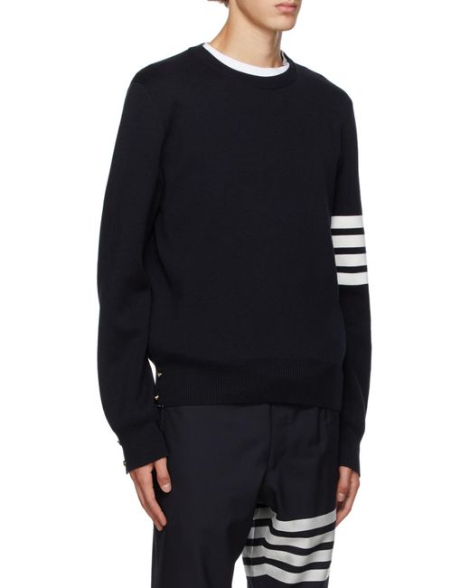 Thom Browne Blue Bar Crewneck Jumper for men
