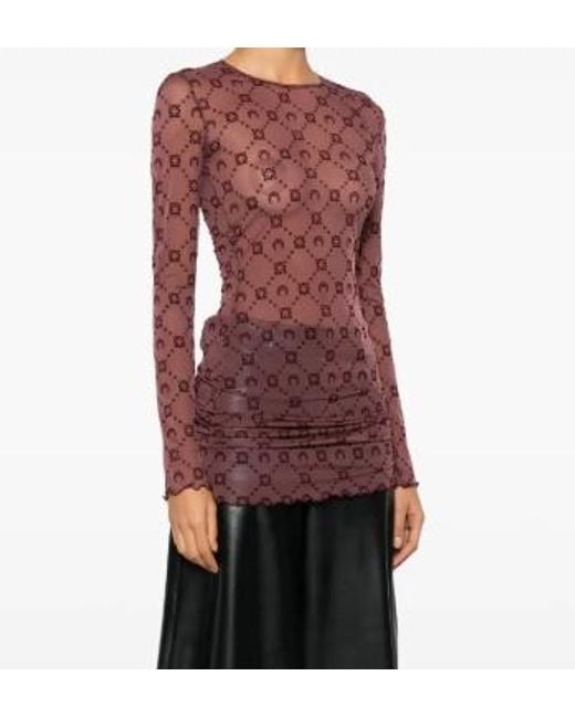 MARINE SERRE Red Moon Embellished Long-Sleeved Dress