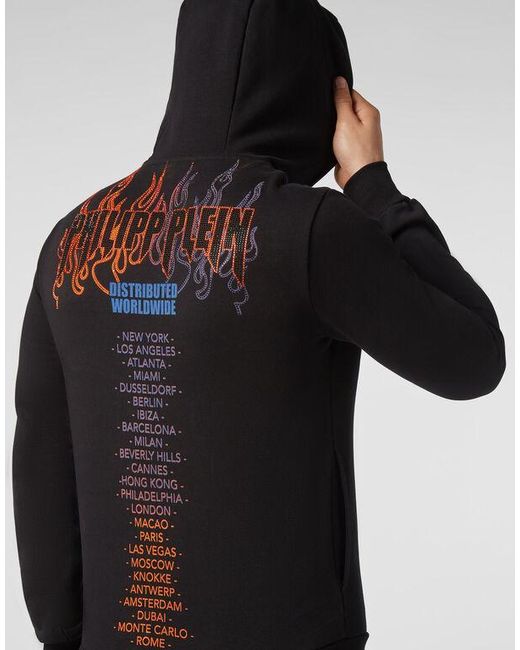 Philipp Plein Blue Logo Details Hooded Hoodie for men