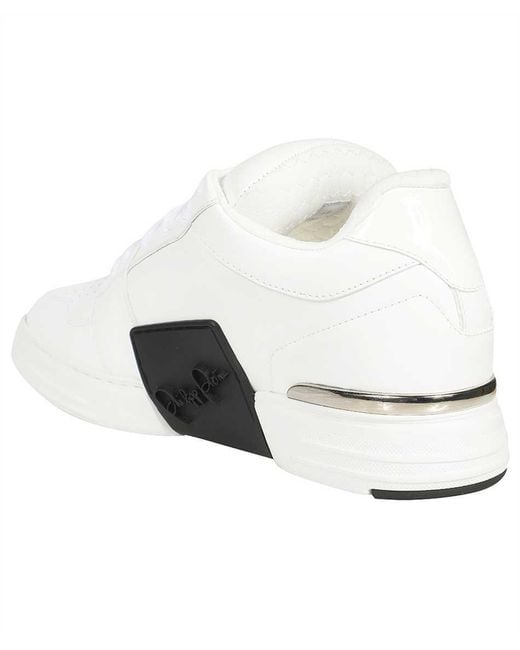 Philipp Plein White Logo Low Upper Board Shoes for men