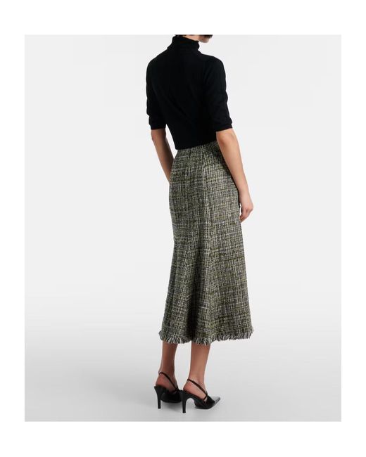Erdem Green Tweed Midi Skirt
