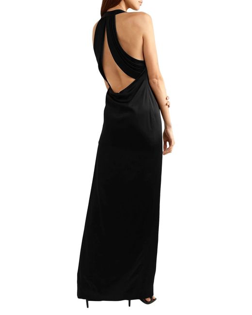 Saint Laurent Black Satin Sleeveless Dress