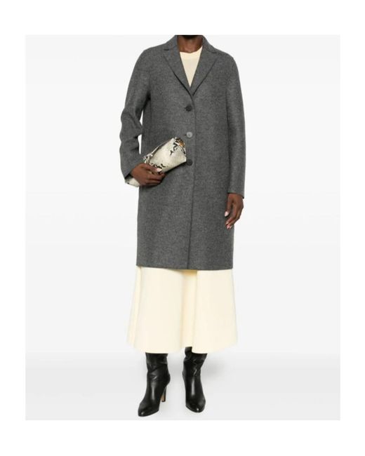 Harris Wharf London Gray Buttoned Single-Breasted Coat