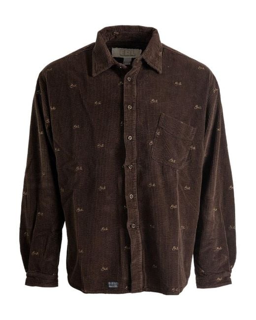 トップス ERL EMBROIDERED CORDUROY OVER SHIRT ERL Embroidered Corduroy Shirt in Brown for Men | Lyst