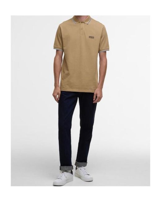 Barbour Natural Evan Tipped Short-Sleeved Polo Shirt for men