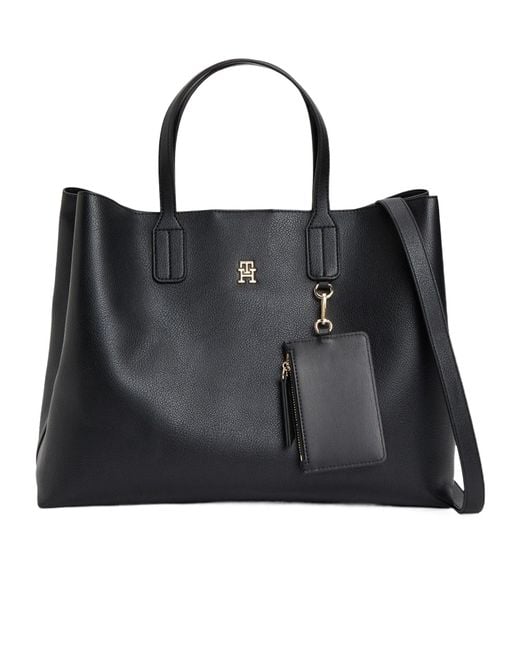 Tommy Hilfiger Black Solid Color Satchel Bag