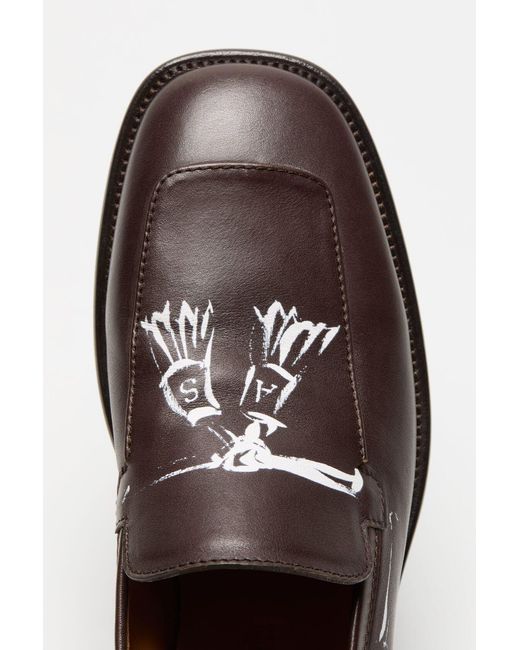 Acne Brown Printed Loafers for men