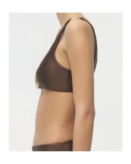 Jonathan Simkhai Brown Veyra Shell Bikini Top