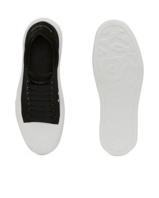McQueen White Tread Slick Lace-Up Sneakers