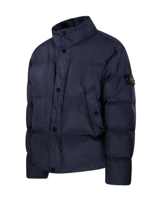 Stone Island Blue Logo Patch Puffer Jacket for men