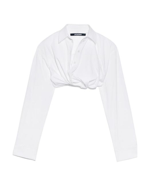 Jacquemus White Twisted Cropped Shirt