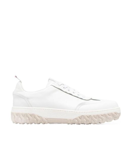 Thom Browne White Field Lace-Up Sneakers for men