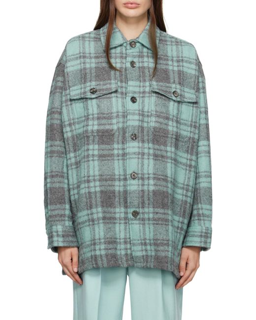 AMI Green Checked Buttoned-Up Overshirt for men