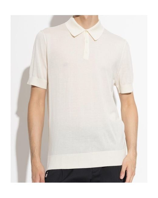 Dolce & Gabbana White Collared Short-Sleeved Polo Shirt for men