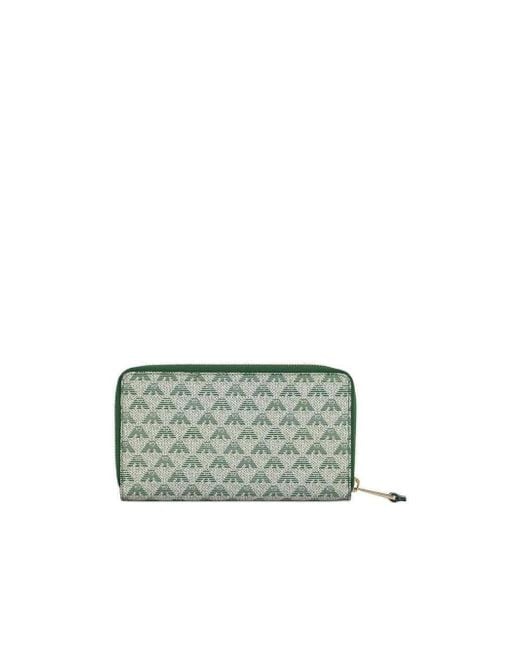 Emporio Armani Green Long Full Zipper Wallet