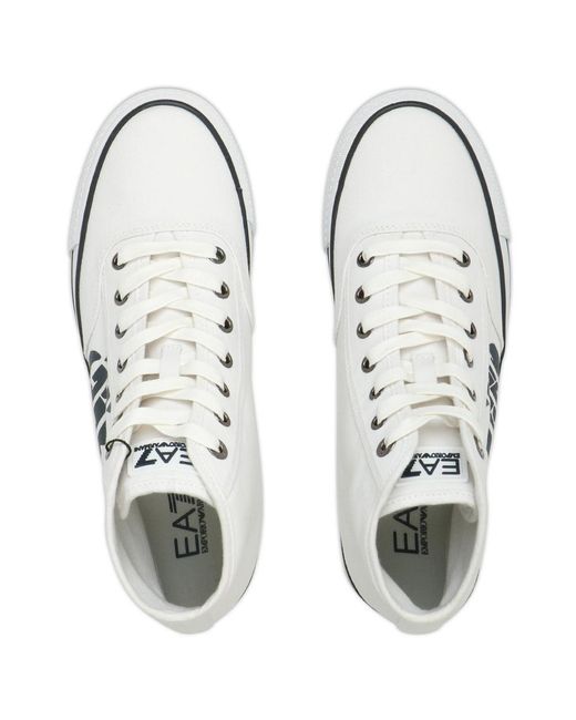 EA7 White Logo High-Top Casual Sneakers for men