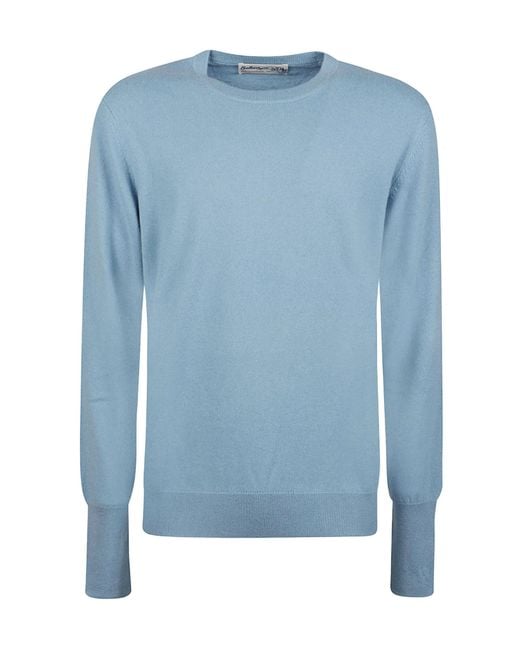 Ballantyne Blue Plain Stitch Sweater for men