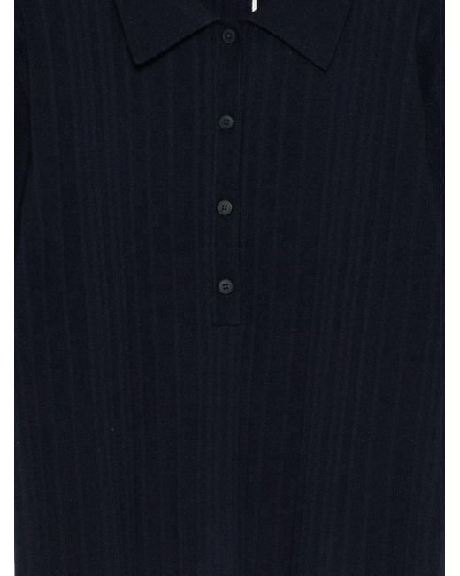 Closed Blue Ribbed Buttoned T-Shirt