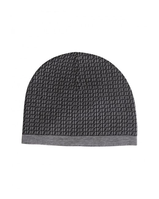 Fendi Gray Ff Pattern Wool Cold Cap for men