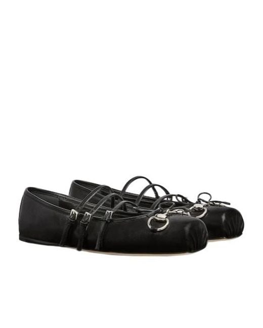 Gucci Black Horsebit Leather Flat