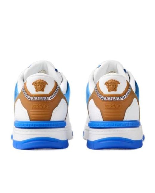 Versace Blue Biggie Basket Leather Sneakers for men