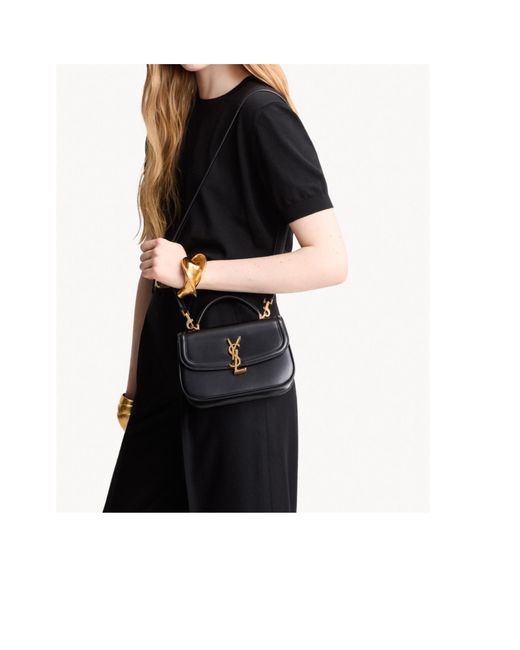 Saint Laurent White Cassandre Calf Leather Shoulder Bag