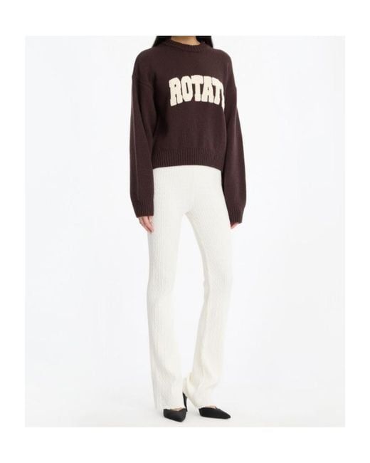 ROTATE BIRGER CHRISTENSEN Brown Crew-Neck Sweater